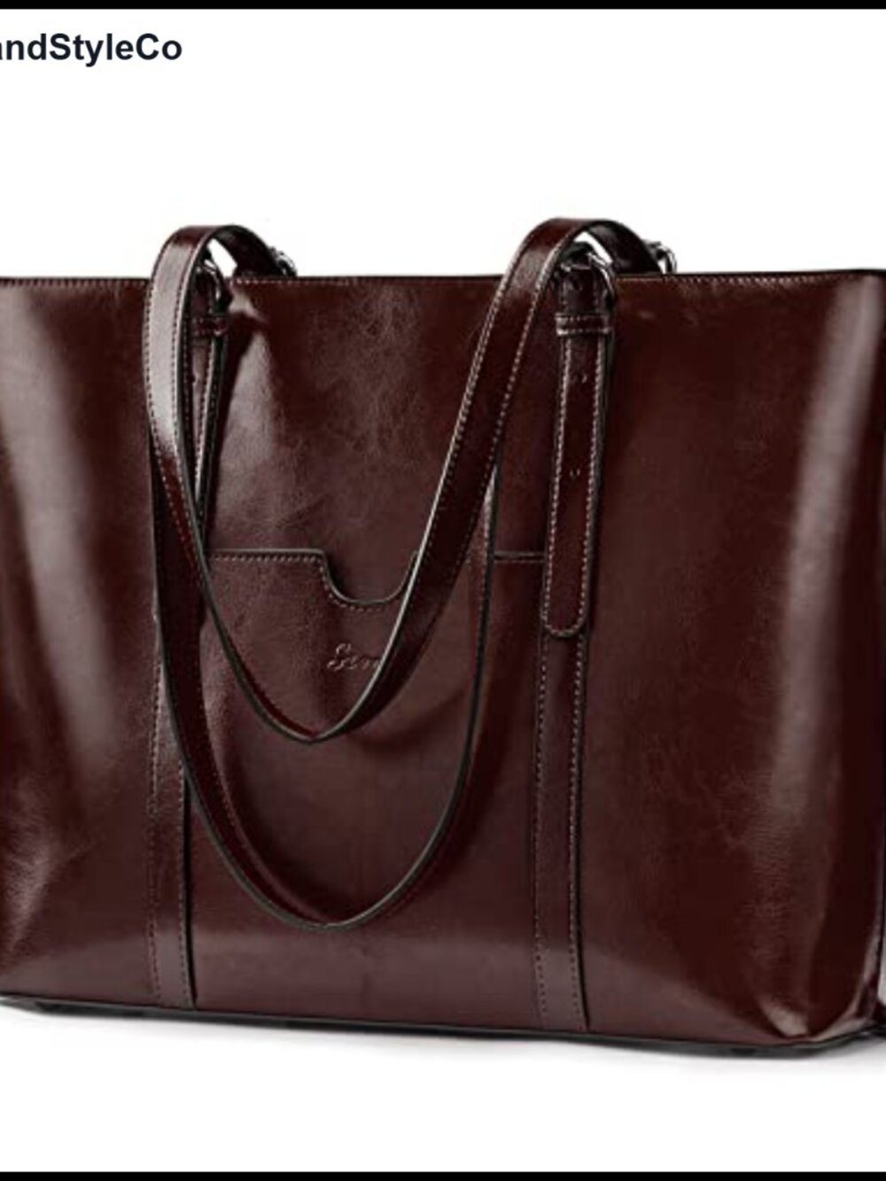 Genuine Leather Laptop Tote Bag Shoulder Handbag 15.6 Inch